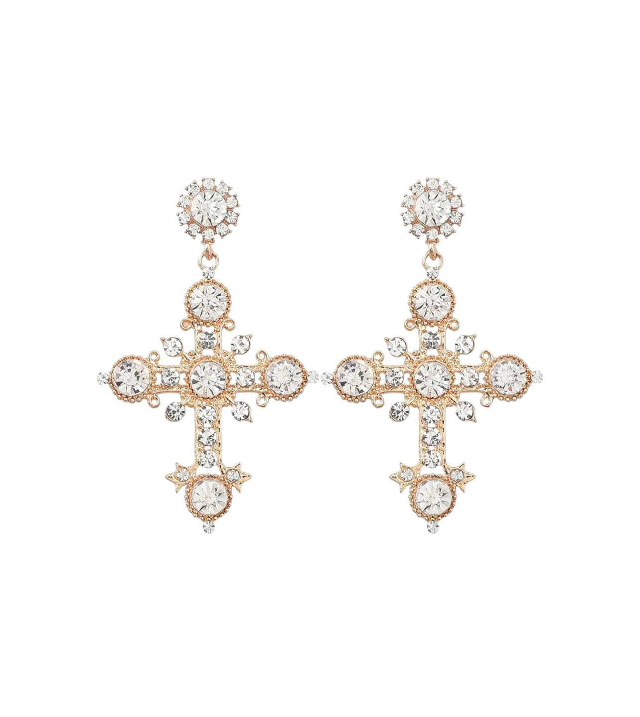 Cross Rhinestone Religious Earrings.