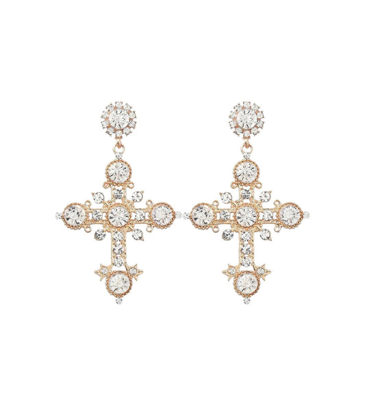 Cross Rhinestone Religious Earrings.