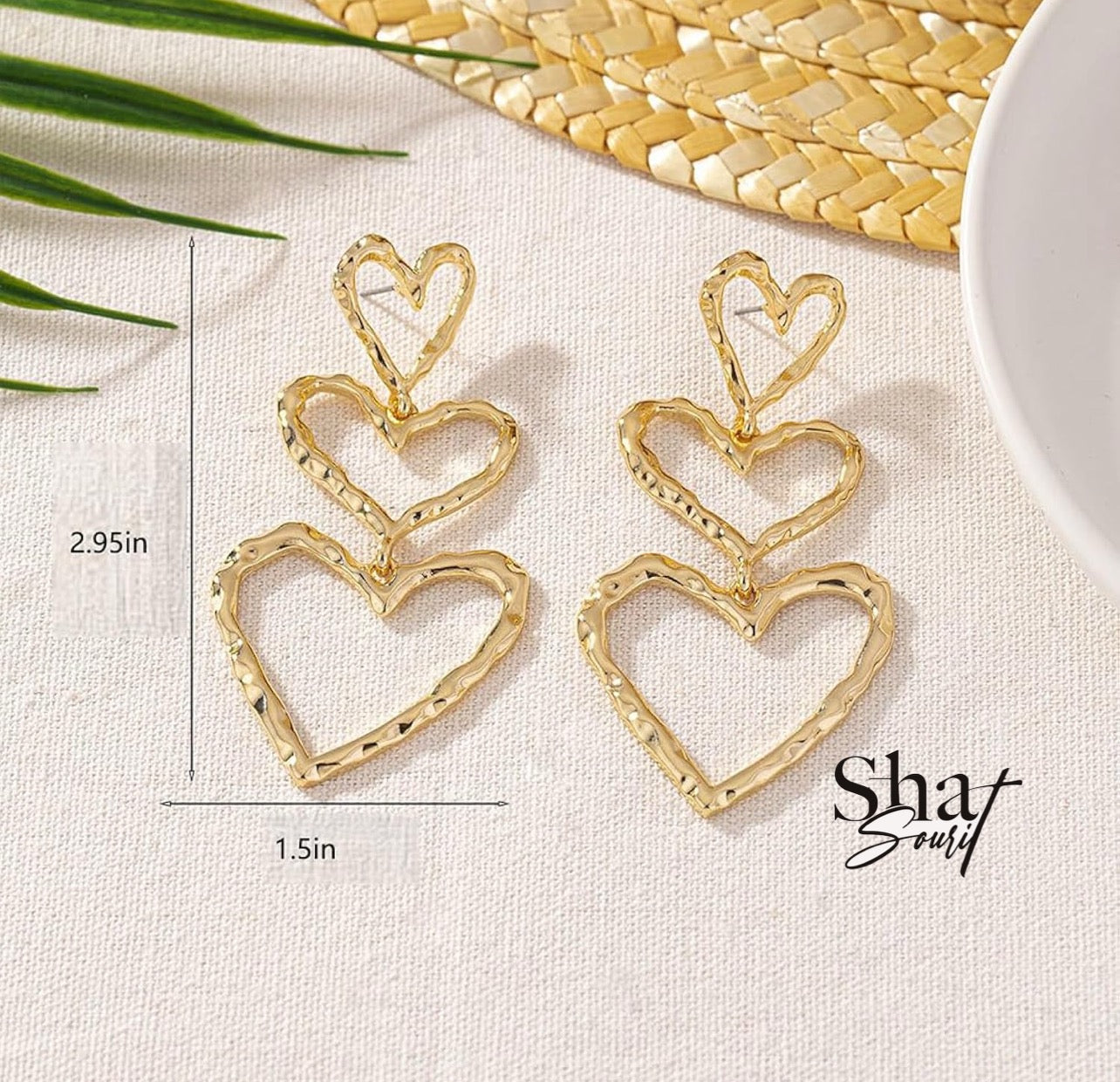 Three Hearts Dangling Earring Vintage