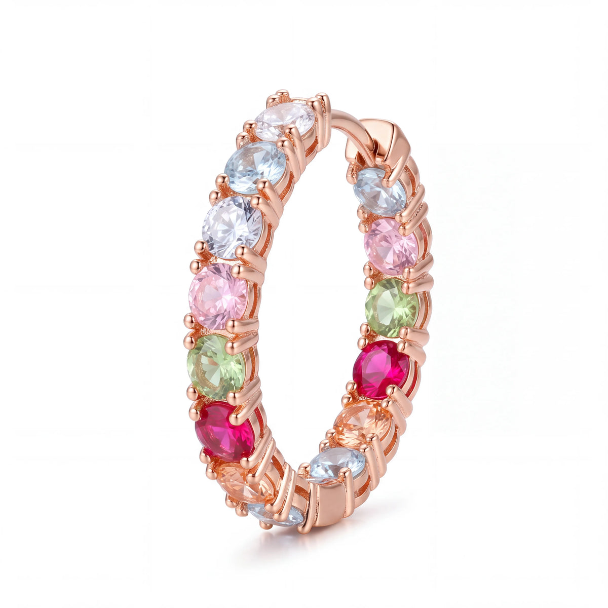 Multi Crystal Gold Hoop Earrings